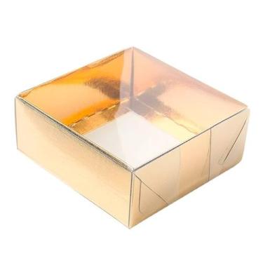 Imagem de Caixa para Doces com Tampa Transparente Nº9 (6,5x3x6,5cm) Ouro - 10 un
