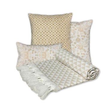 Imagem de Kit Manta Xale de Sofá Páscoa Decorativa Com 3 Capas Para Almofada - M