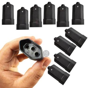 Imagem de Kit 10 Plugues Adaptador Tomada Fêmea Preto P/ Extensão 10a - MarGiriu