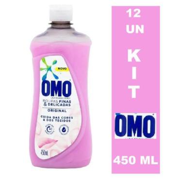 Imagem de Kit 12 Lava Roupas Líquido OMO Roupa Delicada Original 450ml