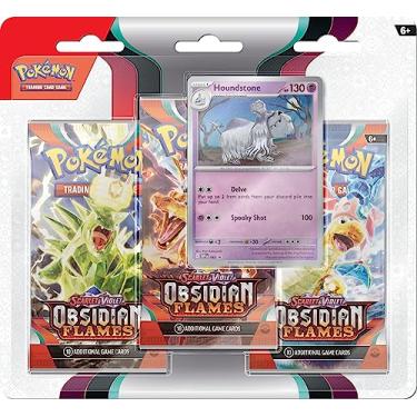 Imagem de Pokémon TCG: Scarlet and Purple — Obsidian Flame Triple Pack — Hound Stone (3 pacotes booster e cartão promocional holográfico)
