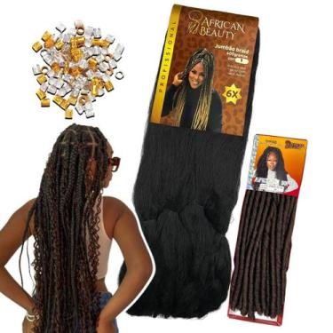 Imagem de Kit Tranças Gypsy 1 Cabelo Jumbo + 1 Nina African Beauty, PRETO C/ACOB