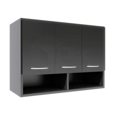 Imagem de Armário 3 Portas Aéreo Branco Quarto Multiuso Roupas - ClickForte, Pre