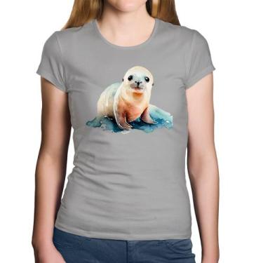 Imagem de Baby Look Algodão Foca Bebê - Foca na Moda, Cinza, GGG
