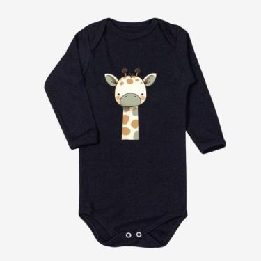 Imagem de Body Infantil Girafa Manga Comprida Algodão P ao GG - Bliss, Preto, RN