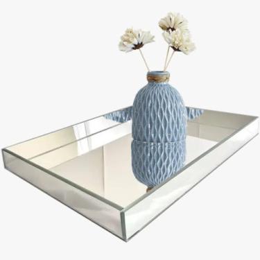 Imagem de Bandeja de Vidro Espelhada Quadrada 27x27 cm - UniVendas