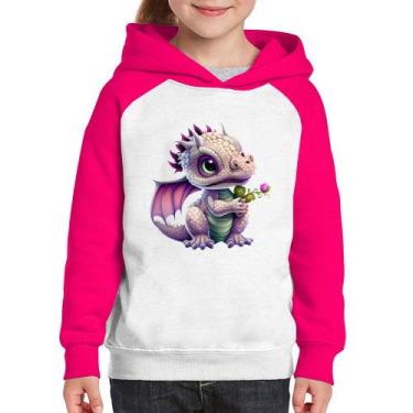 Imagem de Moletom Infantil Dragão Bebê - Foca na Moda, Branco, Rosa, 4