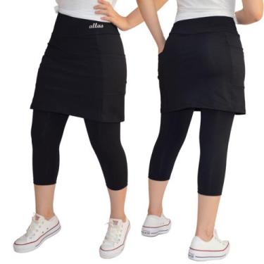 Imagem de Saia Capri Bolso Alta Compressão Moda Fitness Evangélica Proteção UV+ 