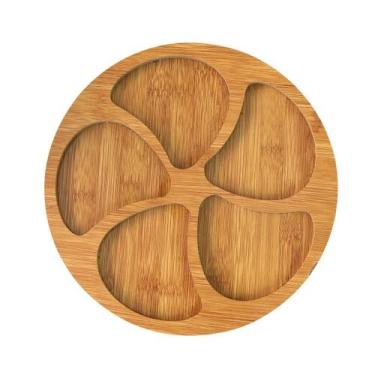 Imagem de Petisqueira redonda de madeira com 5 divisórias 25cm - MEGAGIFT