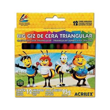 Imagem de Kit 4 Caixas 12 Big Giz De Cera Acrilex Triangular