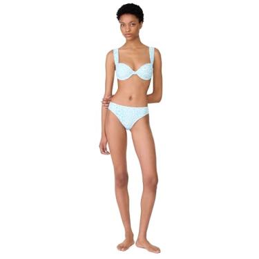 Imagem de kate spade new york Top de biquíni feminino com aro de leopardo, Azul, GG