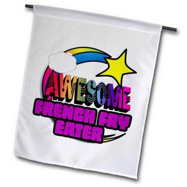 Imagem de 3dRose fl_201296_2" Bandeira de jardim incrível comedor de batatas fritas francesas de arco-íris com estrela cadente, 45,74 cm x 68,88 cm