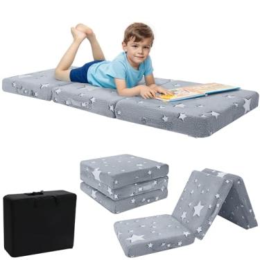Imagem de MeMoreCool Colchão de chão dobrável para crianças, tapete de cochilo infantil para creche para dormir, colchão dobrável para crianças pequenas, futon com três dobras, colchão dobrável triplo,