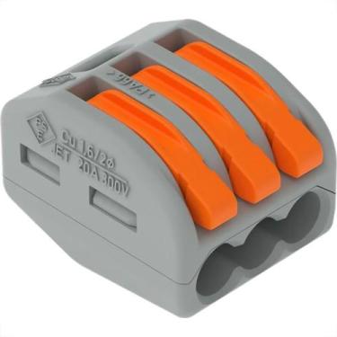 Imagem de Conector Wago 3Polos - 0,08 A 4,0Mm - 32A. 222-413 - Kit C/10 Pecas