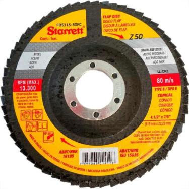 Imagem de Disco Flap Starrett 4.1/2'' X 7/8''- Grao 50