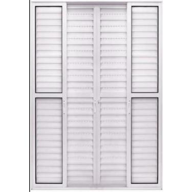 Imagem de Porta balcao l25 6 folhas 2,10 x 1,50 alumínio branco - Alfa Esquadria