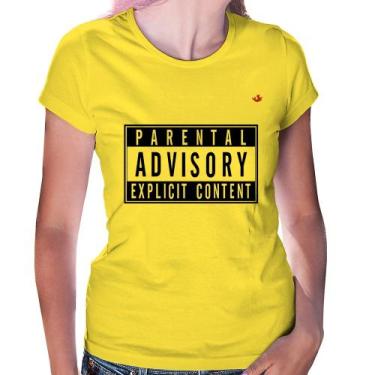 Imagem de Baby Look Parental Advisory: Explicit Content - Foca na Moda, Amarelo,