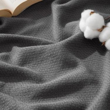 Imagem de Cobertor Bedsure Queen Size 100% Algodão - Cinza Escuro (230x230cm)