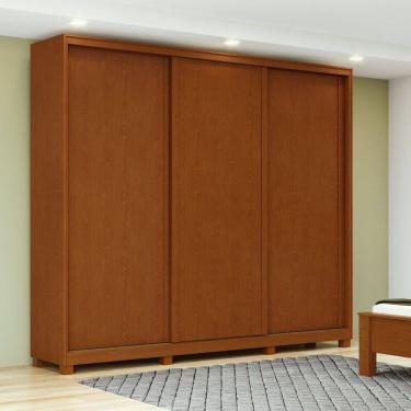 Imagem de Guarda-roupa 3 Portas 4 Gavetas 100% Mdf com Pés Forma Marrom/Bege