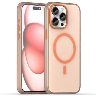 Imagem de LYJSMGZ Capa magnética para iPhone 16 Pro Max/16 Pro/16 Plus/16, capa de telefone ultrafina fosca transparente suporta sucção magnética de veículos, laranja, 16 Pro Max