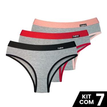 Imagem de kit 7 Calcinha Conforto Viscolycra Algodão Premium Feminina Lingerie C