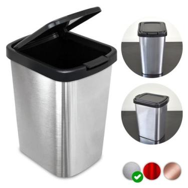 Imagem de Lixeira 9 Litros Metalizado C/ Tampa Click Banheiro Cozinha - Arqplast