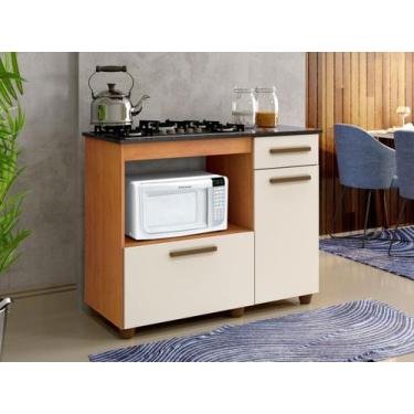 Imagem de Balcão para Cooktop 5 Bocas Violeta Nature/off Kaiki Móveis - Kaiki Mo