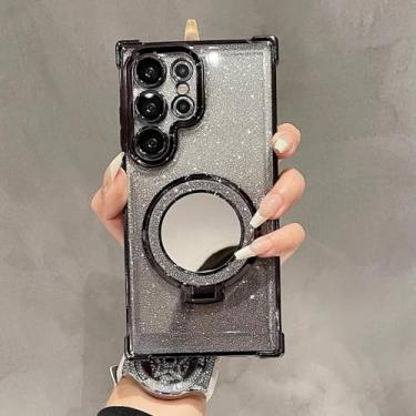 Imagem de HPQWN Para Galaxy S23 FE Luxury Gradient Plating Clear Case Capa fina à prova de choque (para Galaxy S23 FE/preto)