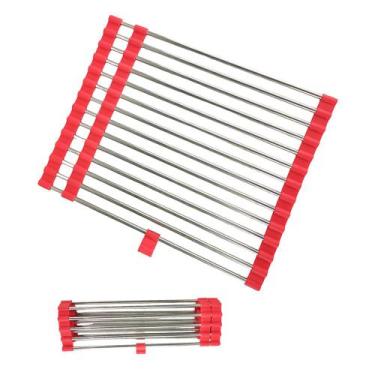 Imagem de Escorredor Esteira Extensivo Inox Silicone Louça Pia Cuba Prato Panela