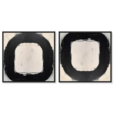 Imagem de Art Remedy Tela de arte boho elegante, 30,5 x 30,5 cm, moldura preta, este conjunto de portal