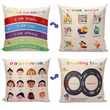 Imagem de B BBPM Conjunto de 2 capas de almofada para decoração de sala de aula - Canto calmante, escola, conselheiro, escritório, decoração de saúde mental, suprimentos de canto, aconchegantes, sentimentos,