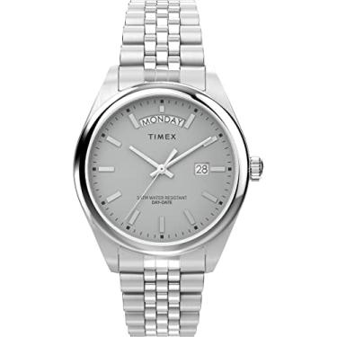 Imagem de Timex Relógio masculino Legacy 41 mm – Pulseira de aço inoxidável com mostrador cinza e...