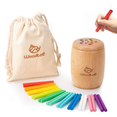 Imagem de Brinquedo Montessori Sticks Woodtoe de madeira 11 cores de 1 a 3 anos