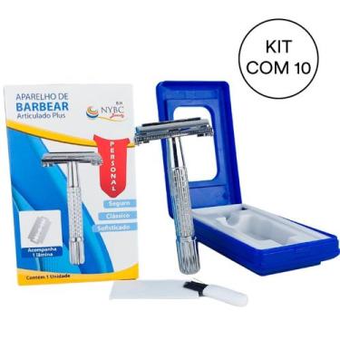 Imagem de Kit 10 Aparelho De Bardear Articulado Aço Inoxidável NYBC - NYBC Beaut
