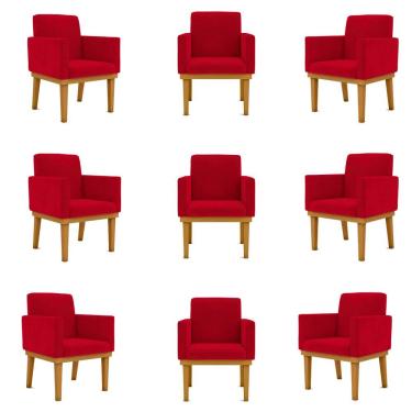 Imagem de Kit 9 Poltronas Decorativa Reforçada Balaqui Decor Vermelha