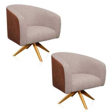 Imagem de Kit 2 Poltronas Giratória Stella Nozes Fino Bege A27