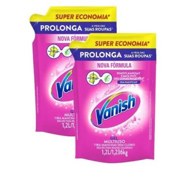 Imagem de 2 Tira Manchas Vanish Líquido Sem Cloro Multiuso Sachê 1,2L - VANISH.