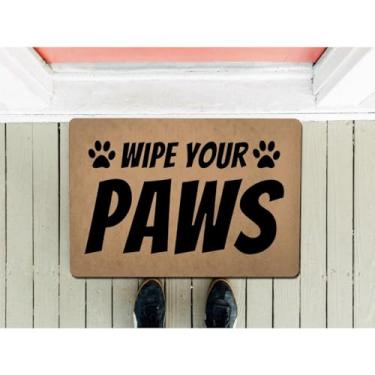 Imagem de GengDuCJ Capachos engraçados de boas-vindas 40,4 cm (L) x 60,2 cm (C) Capacho para varanda frontal tapetes de presente personalizados para entrada externa (Wipe Your Paws)