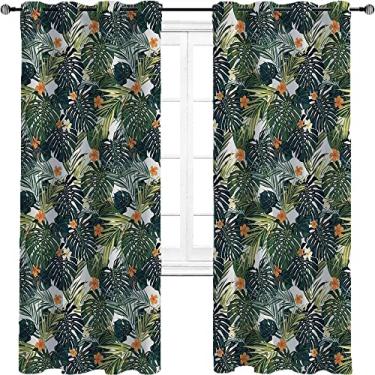 Imagem de Cortinas blecaute verdes para quarto - Cortinas escurecidas com isolamento térmico com ilhós para sala de estar, quarto, jardim de infância, sala de estar, L 226 x C 236 cm verde azul-petróleo escuro