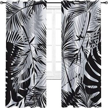 Imagem de Cortinas blackout de palmeira – Cortinas de isolamento térmico, economia de energia e redução de ruído para quarto e sala de estar, cortina de isolamento de cozinha com tratamento de sombreamento