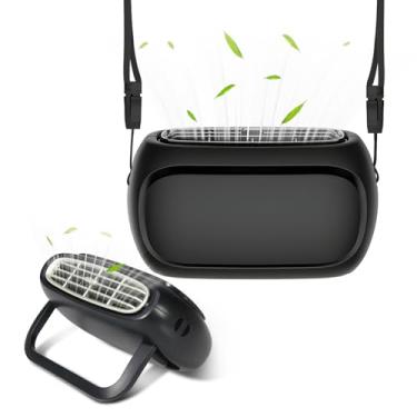 Imagem de PiKaPiKaP Ventilador portátil portátil, ventilador de pescoço, mini ventilador de mesa com cordão de 4 velocidades, silencioso, recarregável, USB, ventiladores pessoais para crianças, meninas, meninos