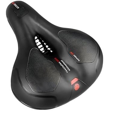 Imagem de Selim de Bicicleta Confortável Largo com Absorção de Choque, Almofada em Gel à Prova d’Água, Fita Refletiva e Molas Anti-impacto, Preto