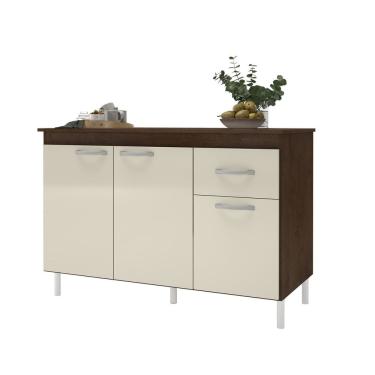 Imagem de Balcão Para Pia 1,20mts Brasil Com Tampo Noce / Off White - Indekes