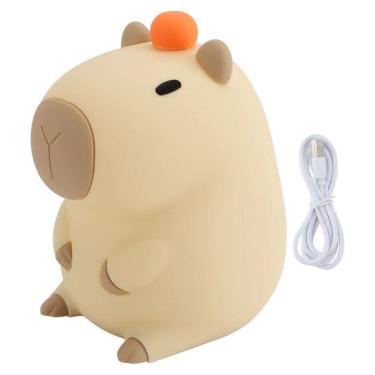 Imagem de Luminaria Abajur Mesa Capivara Fofa Touch Muda de Cor Recarregavel Usb Iluminaçao Luz 