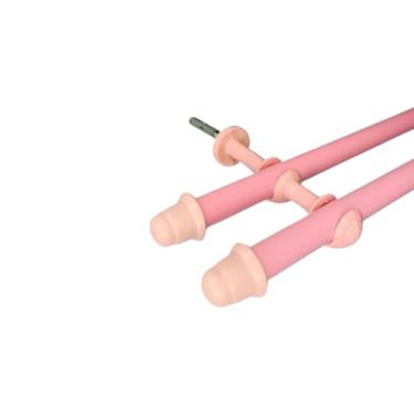 Imagem de Varão de cortina de Aço 2,0 metros Duplo 19mm fino Bastão de cortina Ferro Varão Duplo(Rosa)