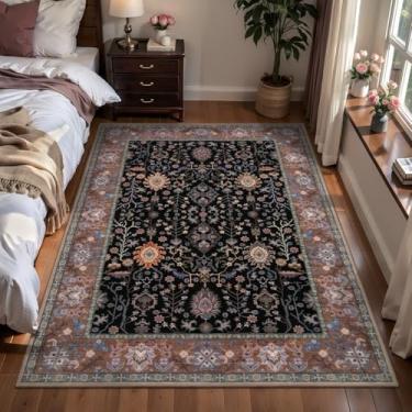 Imagem de Ciicool Tapete de área de 7,5 x 12,5 cm, lavável para quarto, antiderrapante, tapete grande de pelo baixo, tapete vintage para cozinha, sala de estar, escritório, sala de jantar, hall de entrada