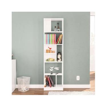 Imagem de Estante de Livros Politorno Piratini Alta 9 Prateleiras 178cm Design Clean Compacta