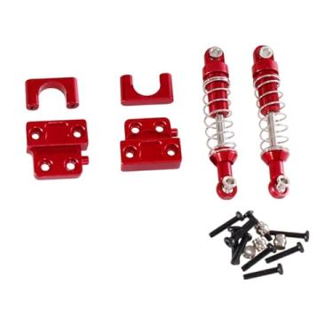 Imagem de TTETTZ Amortecedor traseiro RC, eixo traseiro de metal, fixação de mola, escala 1:12, conjunto de suspensão de carro e caminhão RC, Vermelho