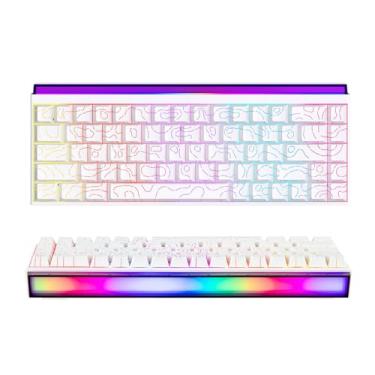Imagem de MechLands AJAZZ NK68 Wired Gaming Keyboard with Lightbox, 65% Compact Mechanical Keyboard, Hot Swappable, Shine Through Keycaps, NKRO for Win/Mac/Android (White Topographic)