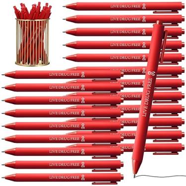 Imagem de Cholemy 400 canetas esferográficas de fita vermelha semanal, ao vivo, sem drogas, fita vermelha, canetas de conscientização, tinta preta, retrátil para arrecadação de fundos voluntários, eventos de
